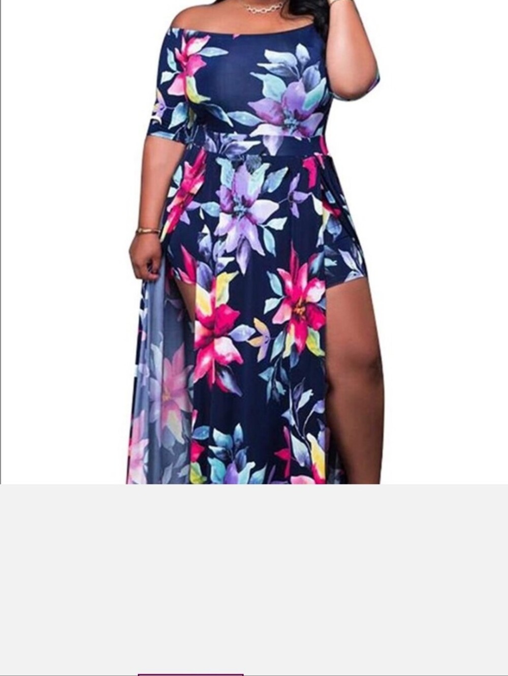 Vibrant Floral Maxi Dress With Slit Front Panels Showing Shorts Beneath - Picture 9 of 10
